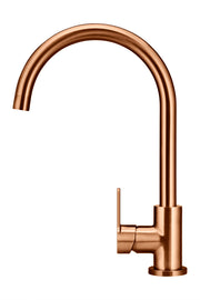Round Paddle Gooseneck Kitchen Mixer Tap, Lustre Bronze