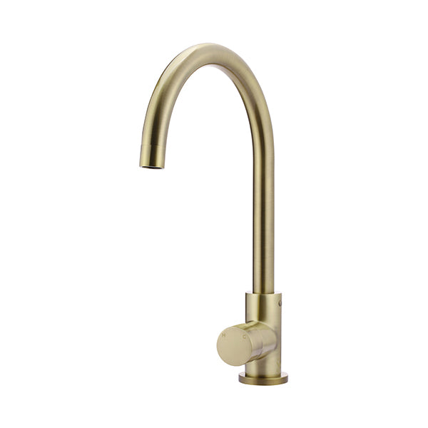 Round Pinless Gooseneck Kitchen Mixer Tap, Tiger Bronze