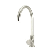 Round Pinless Gooseneck Kitchen Mixer Tap, Brushed Nickel