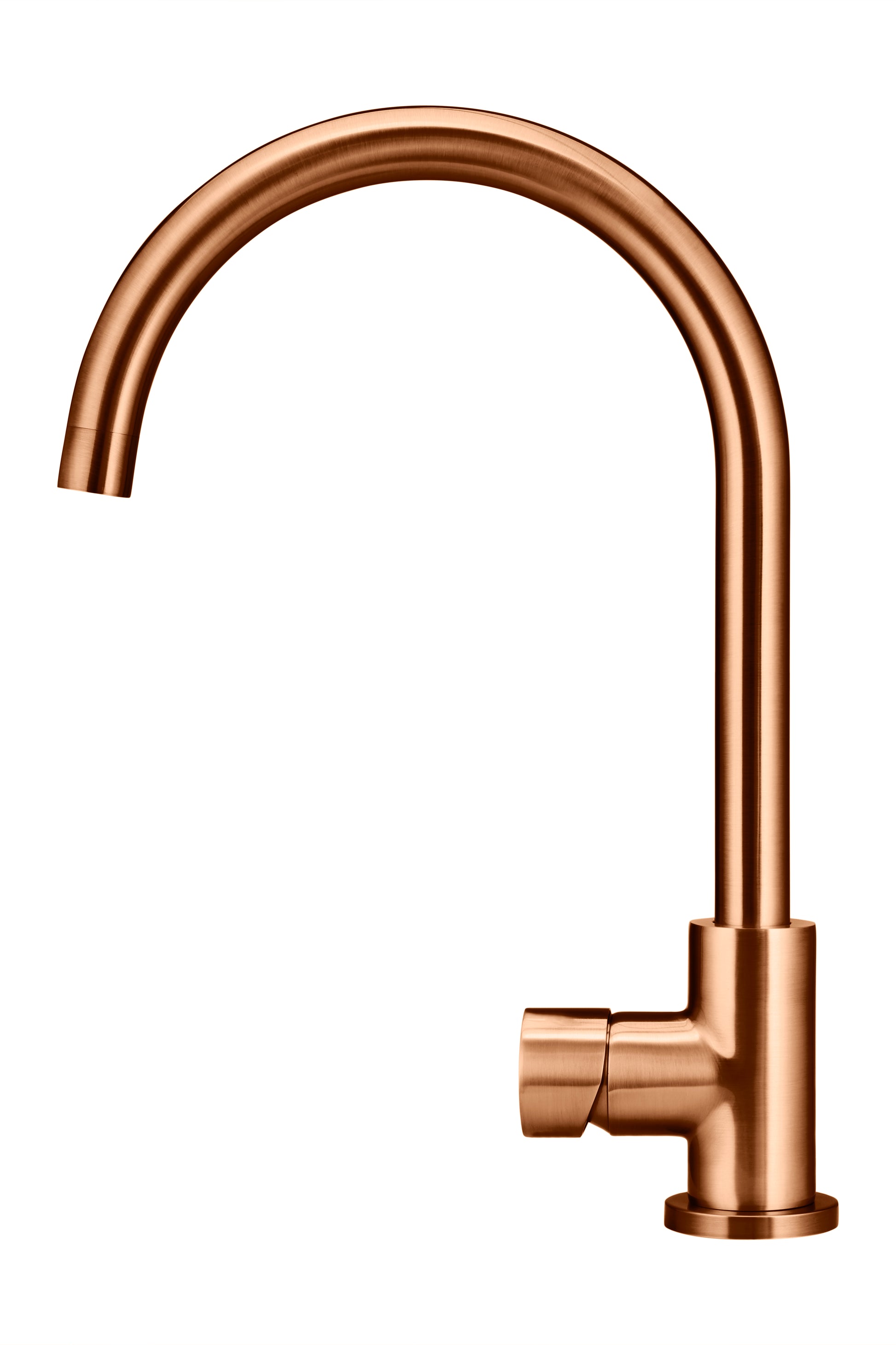Round Pinless Gooseneck Kitchen Mixer Tap, Lustre Bronze