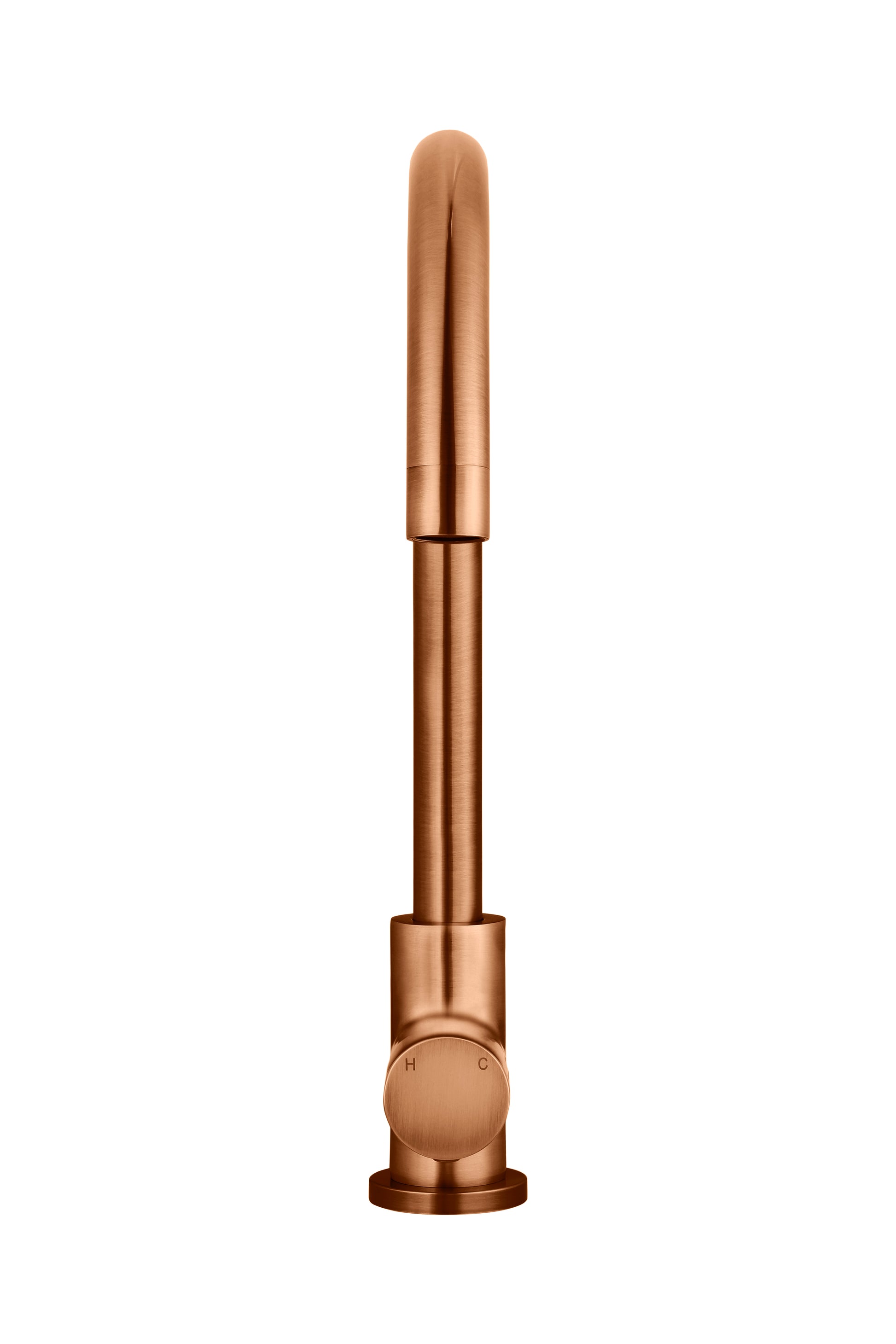 Round Pinless Gooseneck Kitchen Mixer Tap, Lustre Bronze