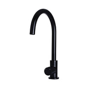Round Pinless Gooseneck Kitchen Mixer Tap, Matte Black