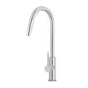 Round Pinless Gooseneck Kitchen Mixer Tap, Polished Chrome