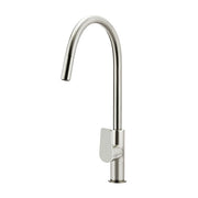 Round Paddle Piccola Pull Out Kitchen Mixer Tap, Brushed Nickel