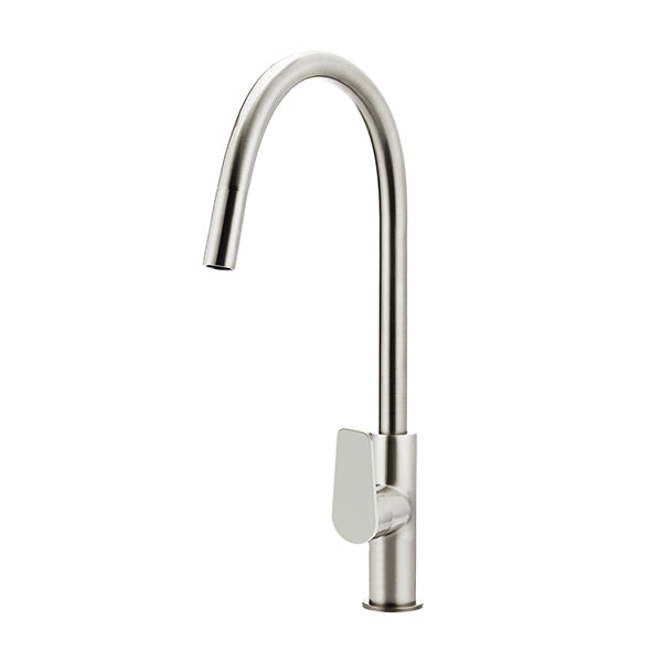 Round Paddle Piccola Pull Out Kitchen Mixer Tap, Brushed Nickel