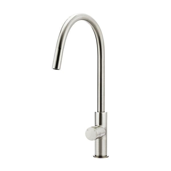 Round Pinless Piccola Pull Out Kitchen Mixer Tap, Brushed Nickel