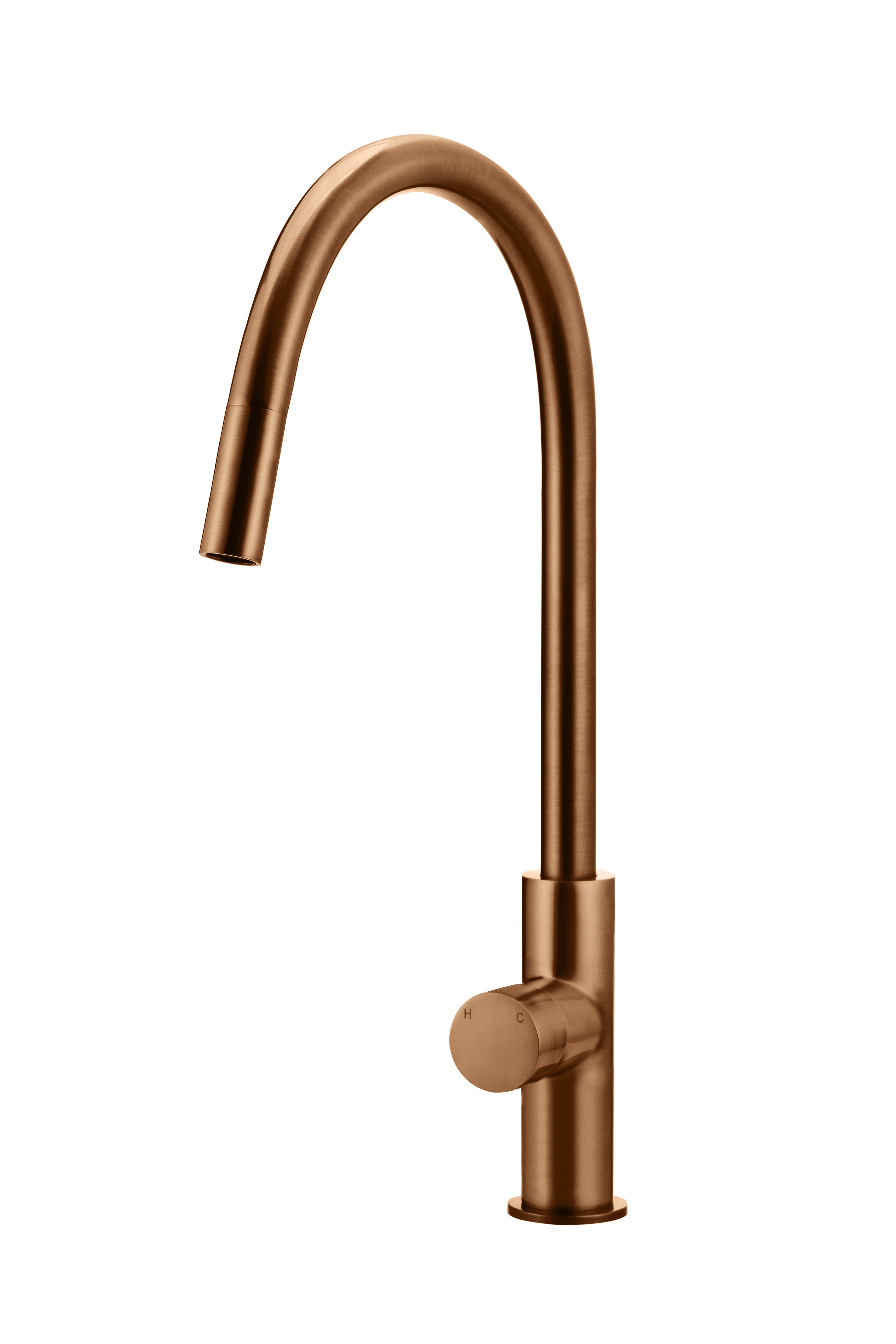 Round Pinless Piccola Pull Out Kitchen Mixer Tap, Lustre Bronze
