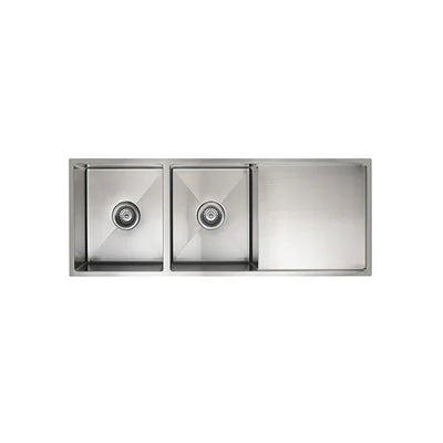 Meir Kitchen Sink Double Bowl & Drainboard 1160 x 440, Brushed Nickel