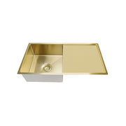 Kitchen Sink Single Bowl & Drainboard 840 x 440, Brushed Nickel