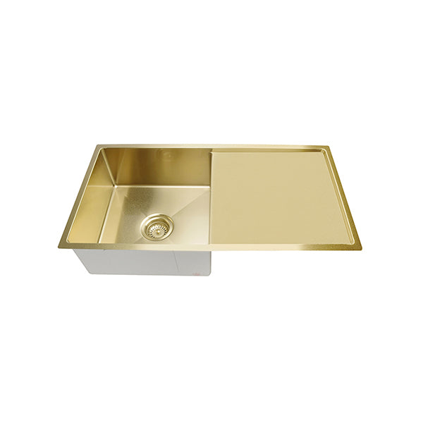 Kitchen Sink Single Bowl & Drainboard 840 x 440, Brushed Nickel