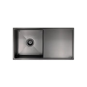 Kitchen Sink Single Bowl & Drainboard 840 x 440, Brushed Nickel