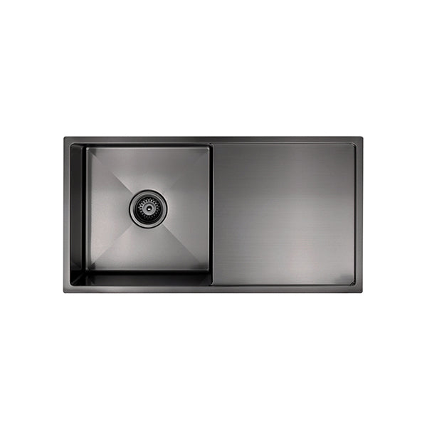 Kitchen Sink Single Bowl & Drainboard 840 x 440, Brushed Nickel