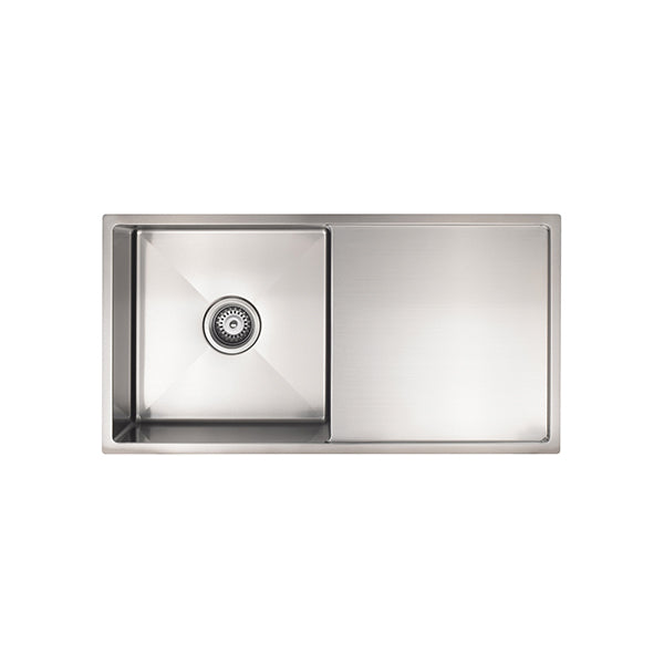 Kitchen Sink Single Bowl & Drainboard 840 x 440, Brushed Nickel