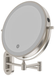 Fienza Magnifying LED Mirror 200mm Swivel Arm Standard and 5X Mag Rechargable, Brushed Nickel