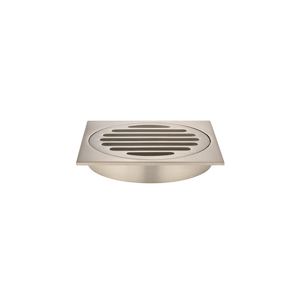Square Floor Grate Shower Drain 100mm outlet, Champagne