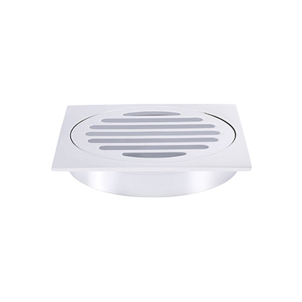 Square Floor Grate Shower Drain 100mm outlet, Polished Chrome