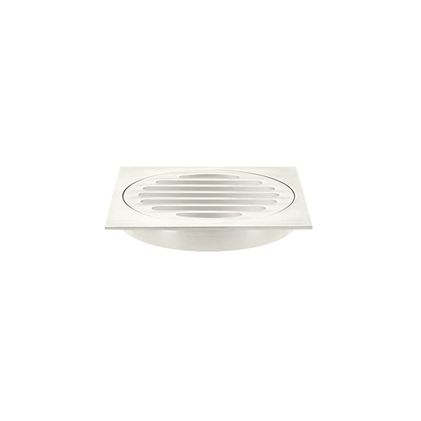 Square Floor Grate Shower Drain 100mm outlet, Brushed Nickel