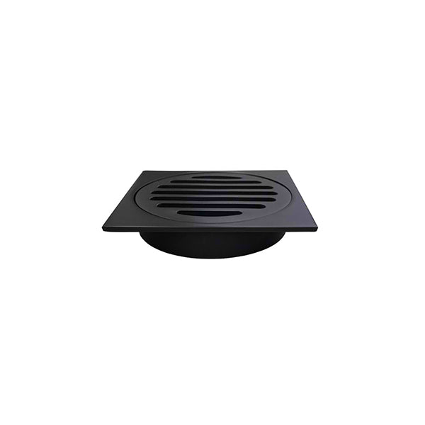 Square Floor Grate Shower Drain 100mm outlet, Matte Black