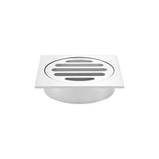 Square Floor Grate Shower Drain 80mm outlet, Polished Chrome