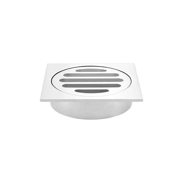 Square Floor Grate Shower Drain 80mm outlet, Polished Chrome