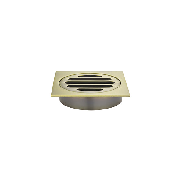 Square Floor Grate Shower Drain 80mm outlet, Tiger Bronze