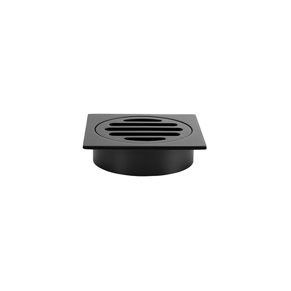 Square Floor Grate Shower Drain 80mm outlet, Matte Black