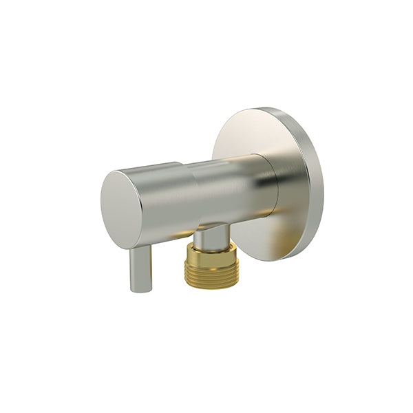 Round Mini Stop Cistern Tap, Brushed Nickel