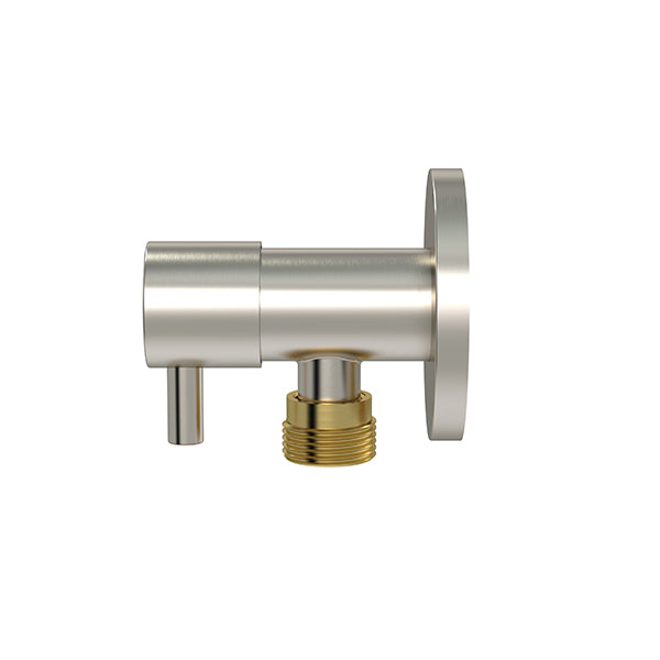 Round Mini Stop Cistern Tap, Brushed Nickel