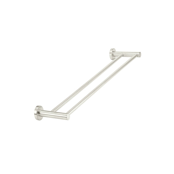 Round Double Towel Rail 600mm, Brushed Nickel