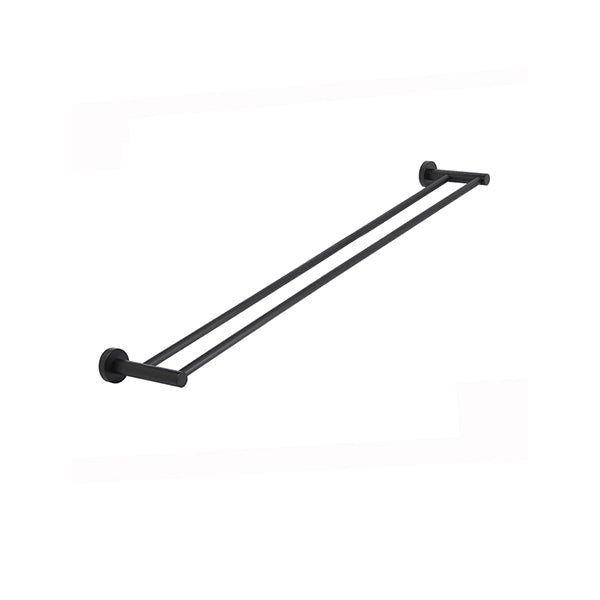 Round Double Towel Rail 900mm, Matte Black