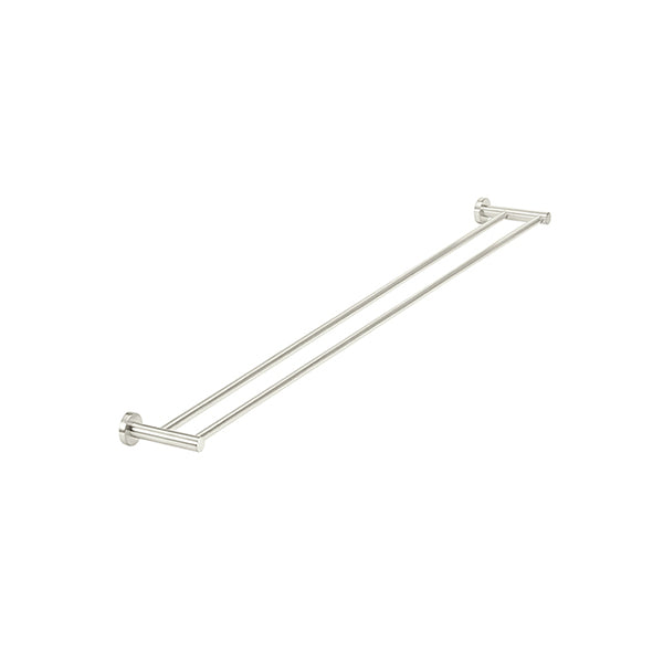 Round Double Towel Rail 900mm, Brushed Nickel