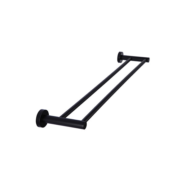 Round Double Towel Rail 600mm, Matte Black
