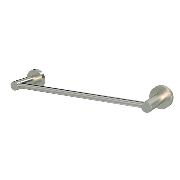Round Single Towel Rail 300mm, Brushed Nickel
