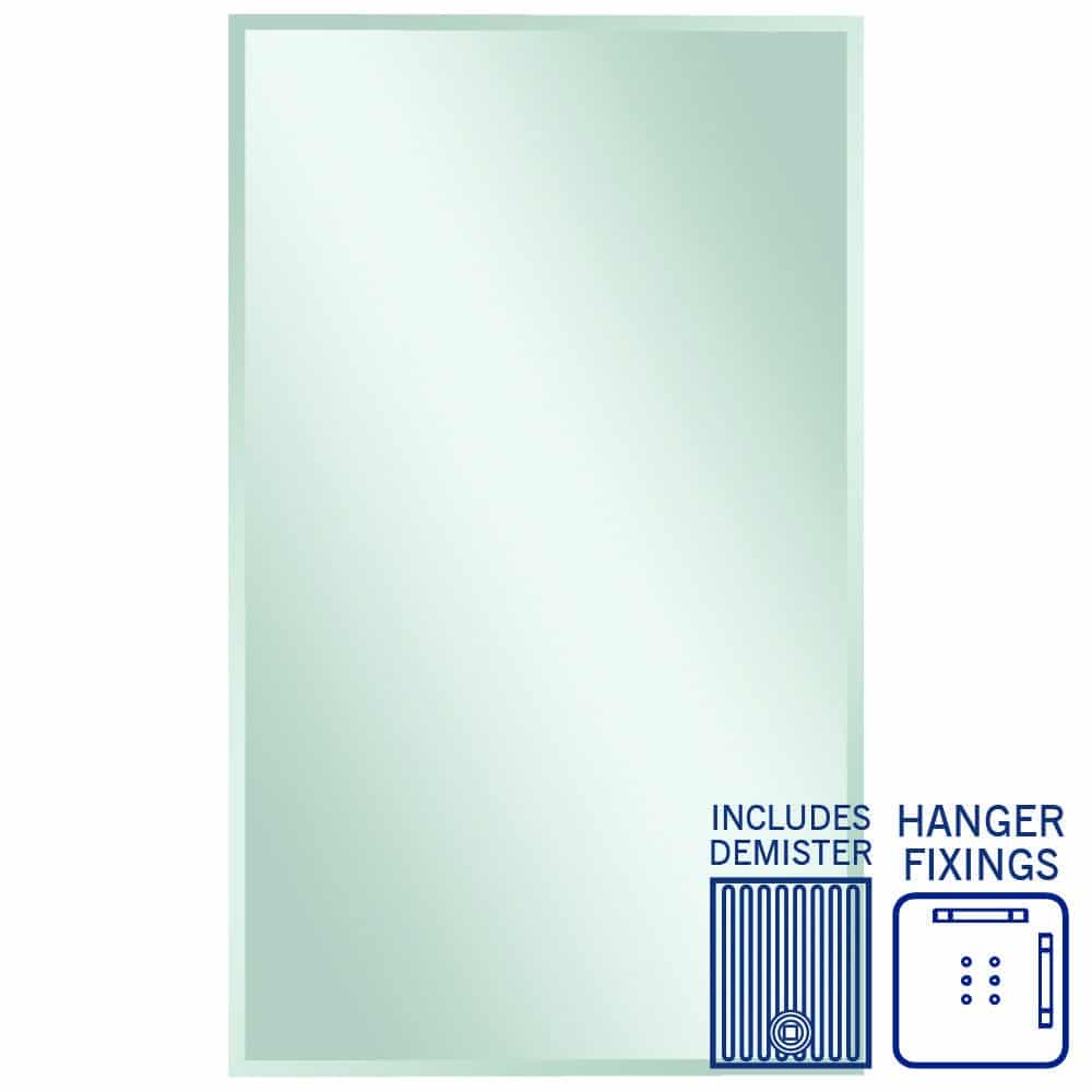 Thermogroup Montana Rectangle 25mm Bevel Edge Mirror - 1500x900mm with Hangers and Demister