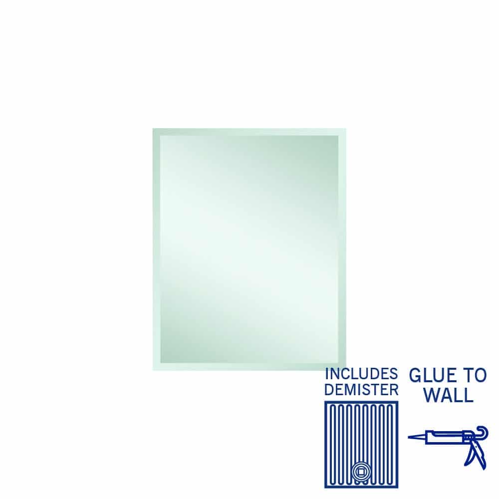 Thermogroup Montana Rectangle 25mm Bevel Edge Mirror - 600x750mm Glue-to-Wall and Demister