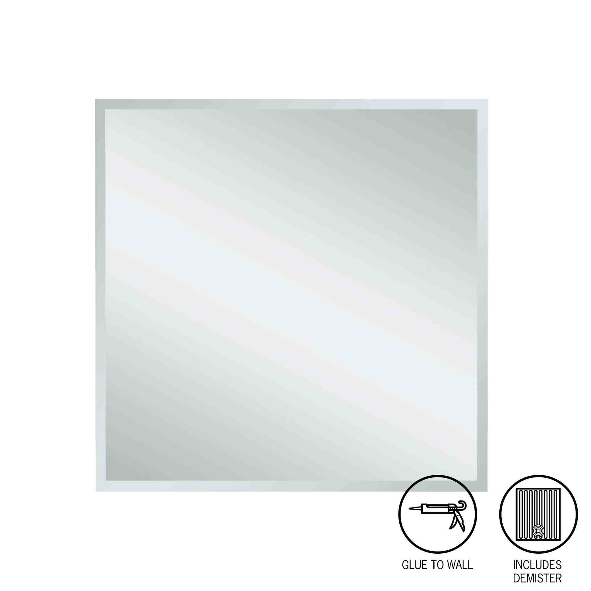 Thermogroup Montana Square 25mm Bevel Edge Mirror - 750x750mm Glue-to-Wall with Demister