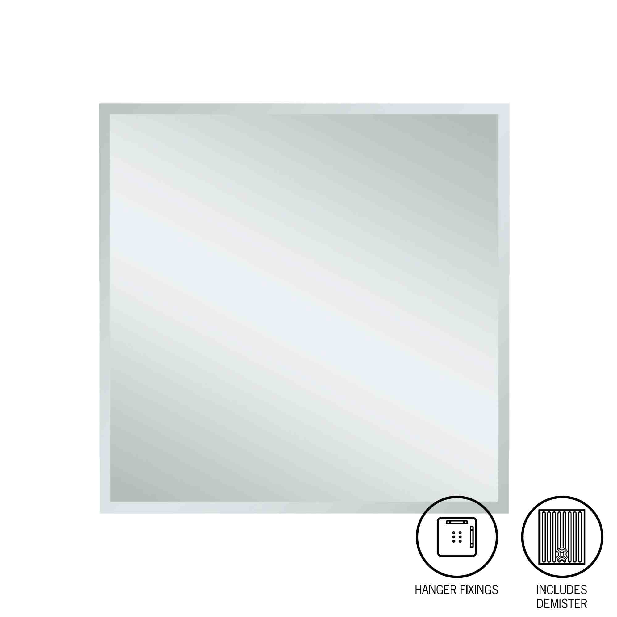 Thermogroup Montana Square 25mm Bevel Edge Mirror - 750x750mm with Hangers and Demister