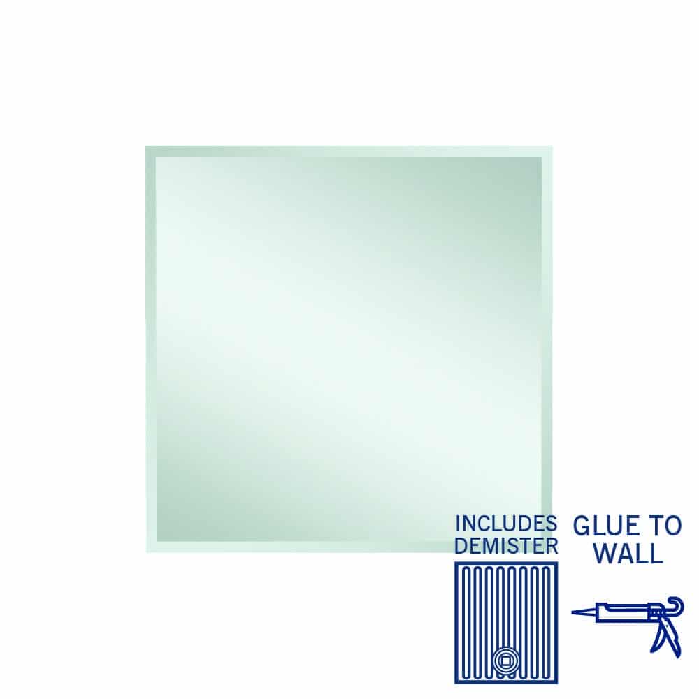 Thermogroup Montana Rectangle 25mm Bevel Edge Mirror - 900x900mm Glue-to-Wall and Demister