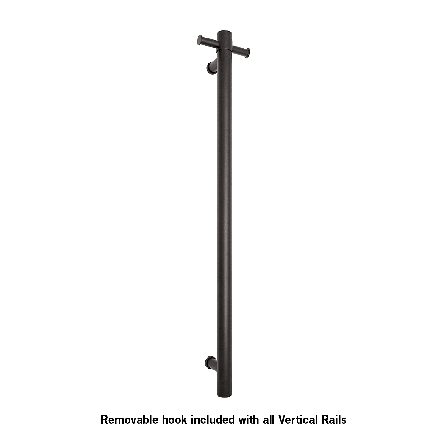 Thermogroup Thermorail Straight/Round 12Volt Vertical Bar 900x142x100mm 28Watts With Optional Hook, Matt Black