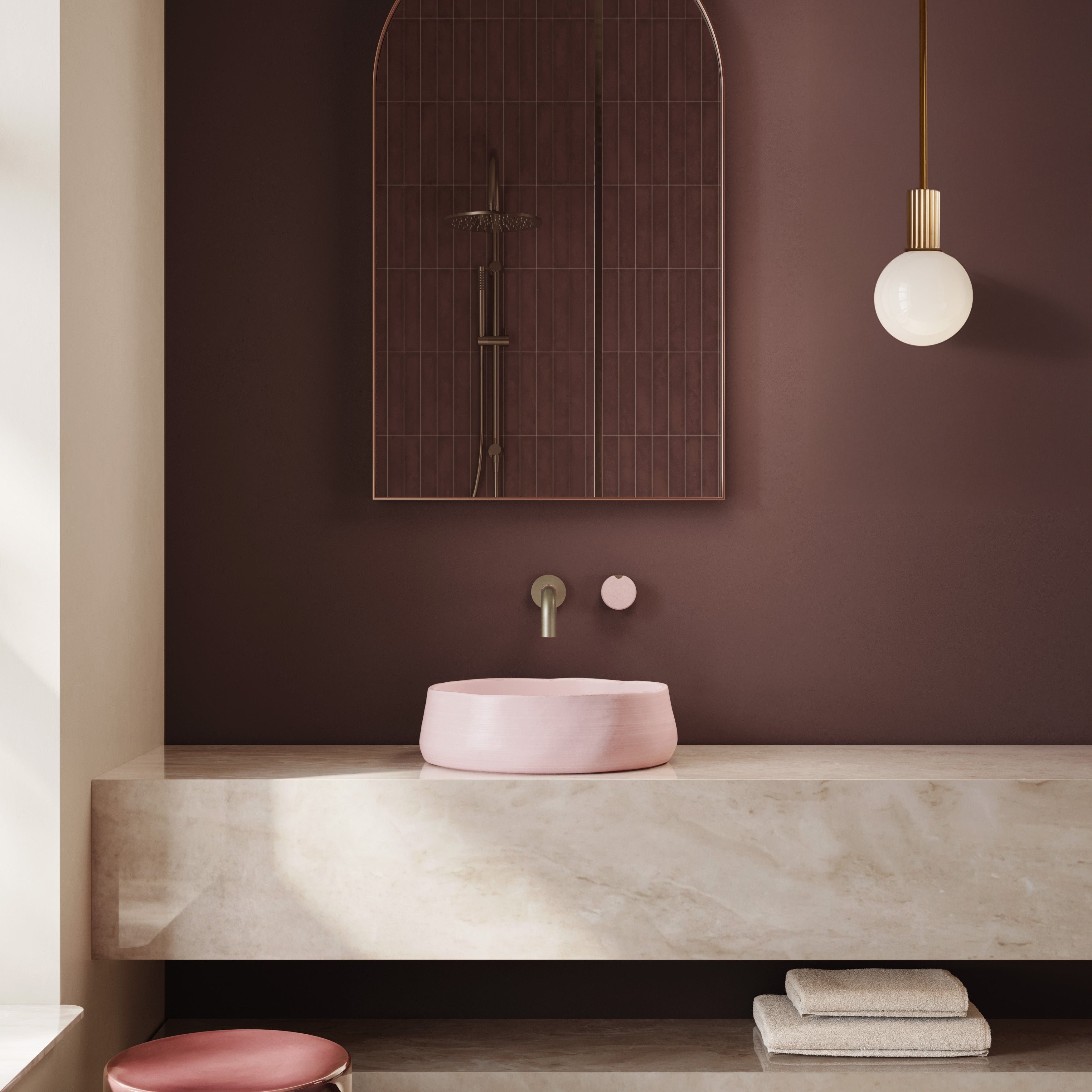 Meir X Nood Co. Alchemy Series, Progressive Basin Mixer, Tiger Bronze/Blush Pink