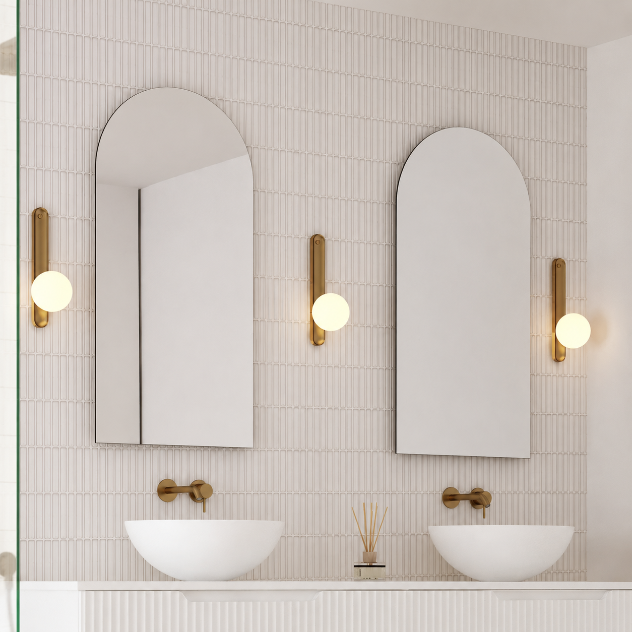 Milano Arch 450x900mm Frameless Polished Edge Mirror