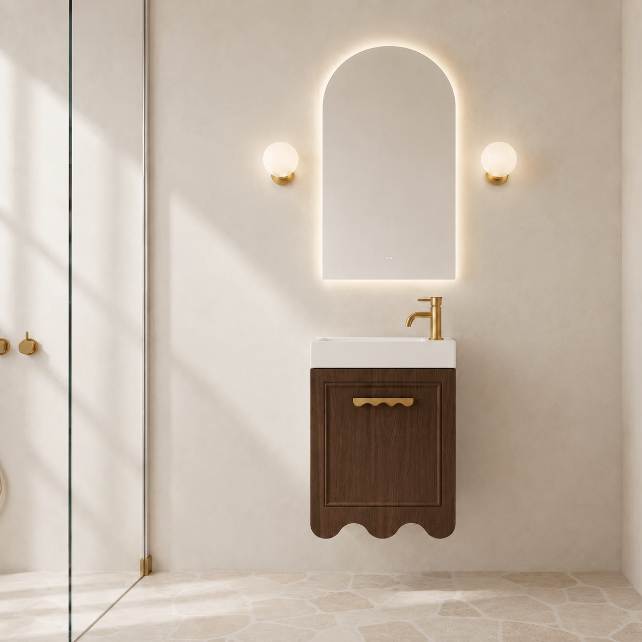Milano Archit Wave 460mm Small Space Vanity-Walnut