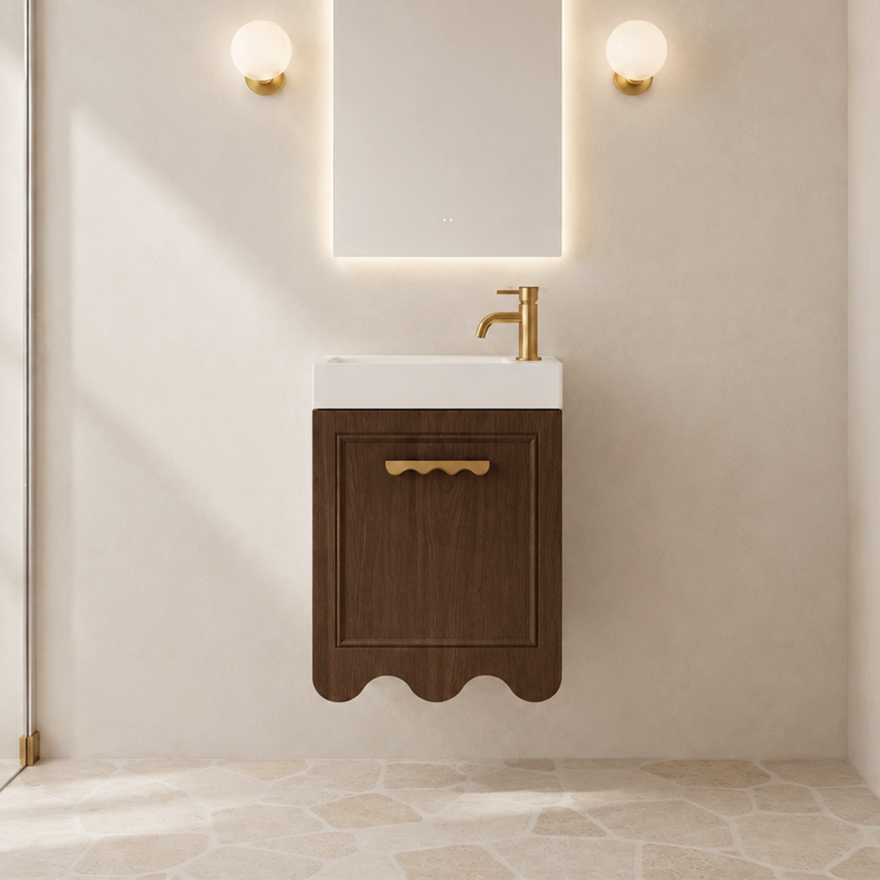 Milano Archit Wave 460mm Small Space Vanity-Walnut