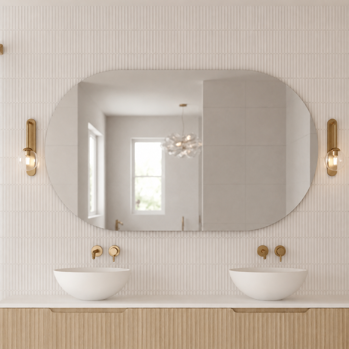 Milano Pill 1500x900mm Frameless Polished Edge Mirror