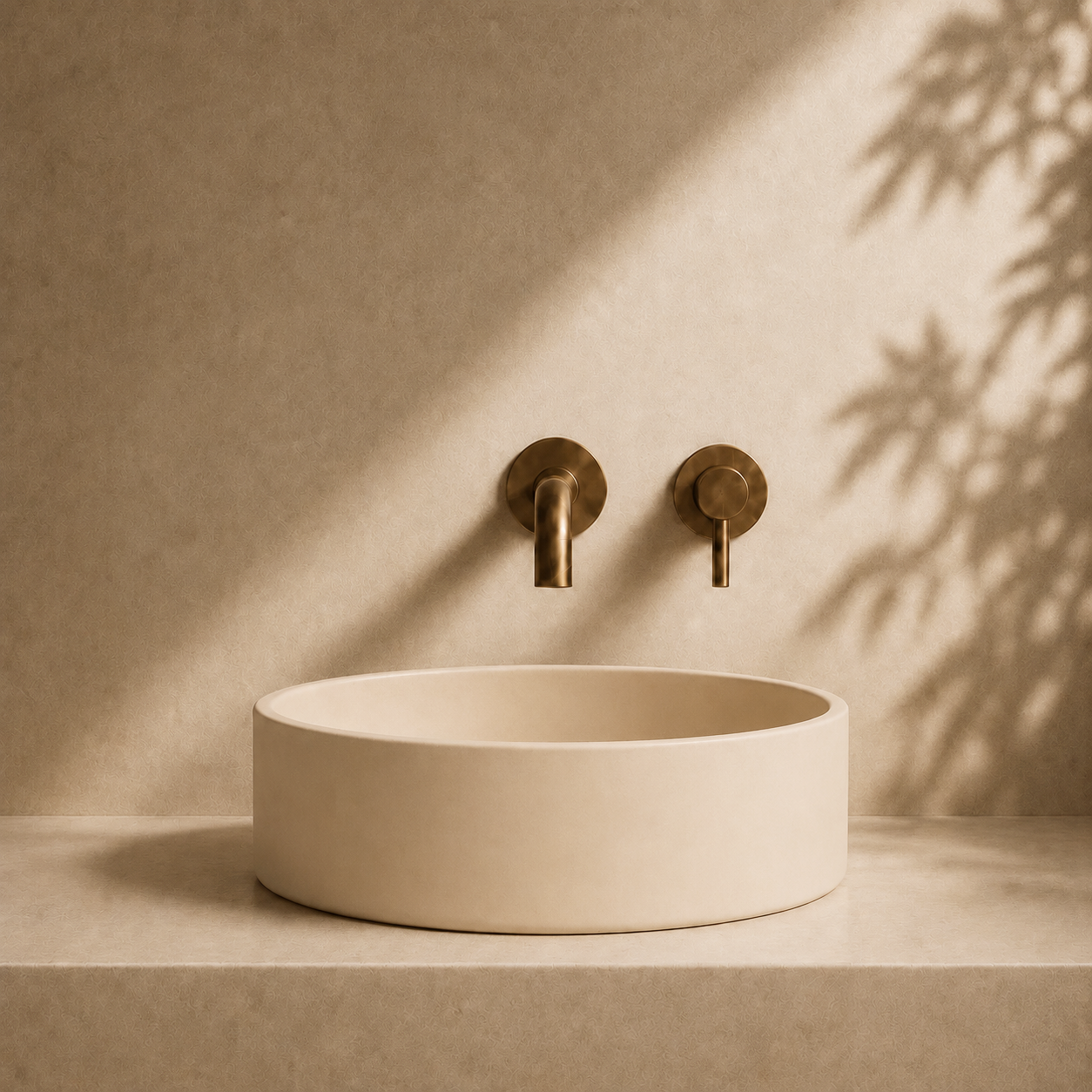 Milano Cerchio Concrete 380mm Above Counter Basin, Concrete Clay Biege