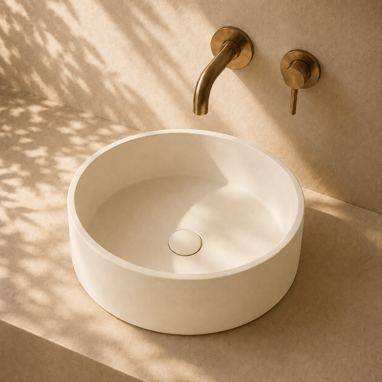 Milano Cerchio Concrete 380mm Above Counter Basin, Concrete Warm White