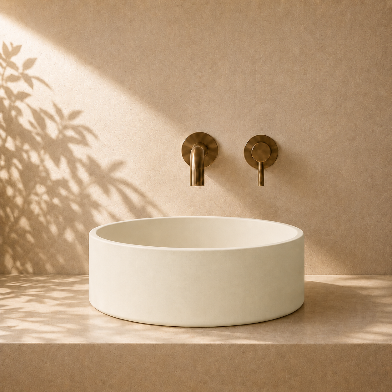 Milano Cerchio Concrete 380mm Above Counter Basin, Concrete Warm White