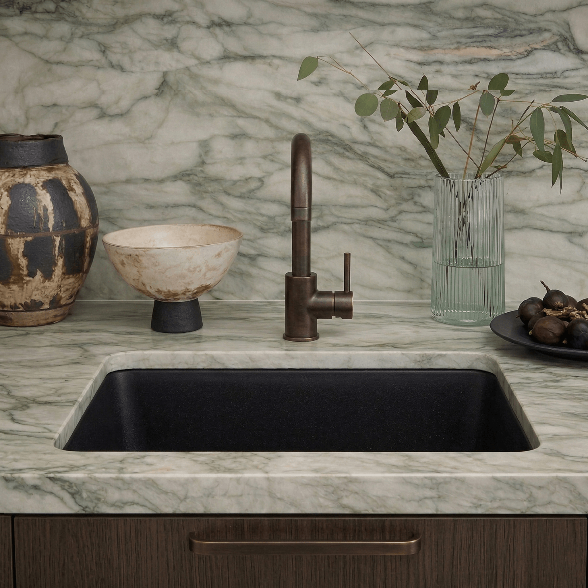 Milano Granite 750mm Single Bowl Sink, Matte Black