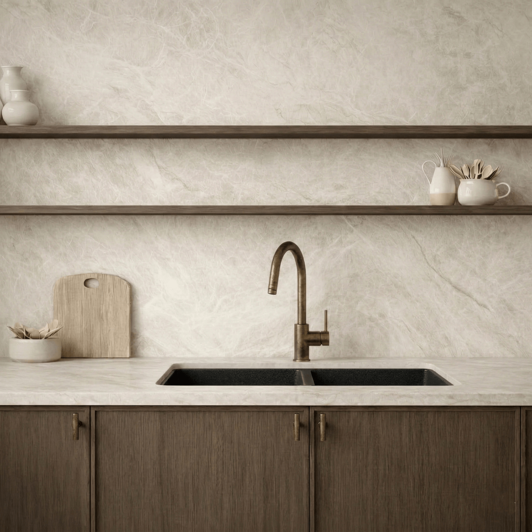 Milano Granite 800mm Double Bowl Sink, Matte Black