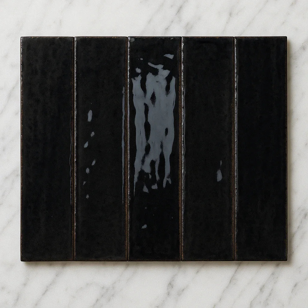Milano Artisan Gloss Nior Black 60x240mm Subway Tile